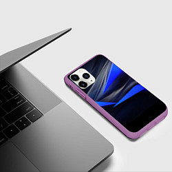 Чехол iPhone 11 Pro матовый Black and blue abstract background sport style, цвет: 3D-фиолетовый — фото 2