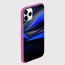 Чехол iPhone 11 Pro матовый Black and blue abstract background sport style, цвет: 3D-фиолетовый — фото 2