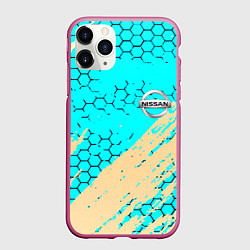 Чехол iPhone 11 Pro матовый Nissan текстура краски, цвет: 3D-малиновый