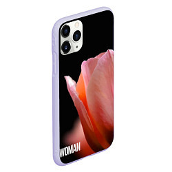 Чехол iPhone 11 Pro матовый Тюльпан на чёрном - woman, цвет: 3D-светло-сиреневый — фото 2