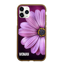 Чехол iPhone 11 Pro матовый Фиолетовый цветок - WOMAN, цвет: 3D-коричневый