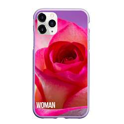 Чехол iPhone 11 Pro матовый Розовая роза - woman, цвет: 3D-светло-сиреневый