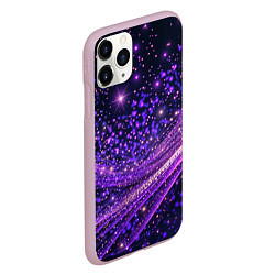 Чехол iPhone 11 Pro матовый Фиолетовые сверкающие абстрактные волны, цвет: 3D-розовый — фото 2