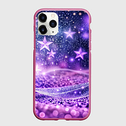 Чехол iPhone 11 Pro матовый Абстрактные звезды в фиолетовых искрах
