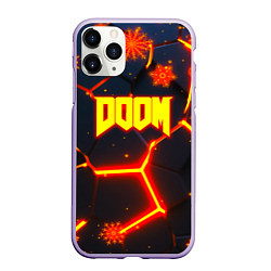 Чехол iPhone 11 Pro матовый Doom плиты лого в огне