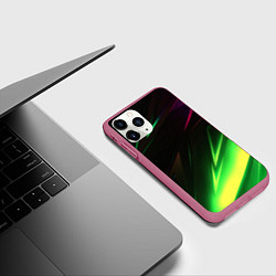 Чехол iPhone 11 Pro матовый Geometry stripes кислотный неон, цвет: 3D-малиновый — фото 2