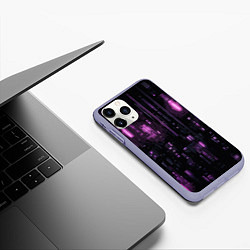 Чехол iPhone 11 Pro матовый Киберпанк светящиеся фиолетовые элементы, цвет: 3D-светло-сиреневый — фото 2