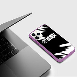 Чехол iPhone 11 Pro матовый Linkin park рок бенд краски, цвет: 3D-фиолетовый — фото 2