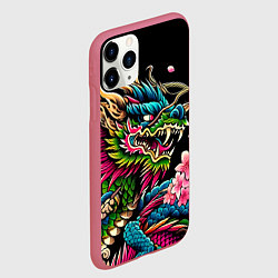 Чехол iPhone 11 Pro матовый Irezumi - Japanese dragon ai art, цвет: 3D-малиновый — фото 2