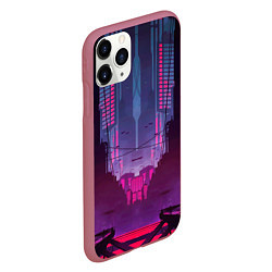 Чехол iPhone 11 Pro матовый Кибер город, цвет: 3D-малиновый — фото 2