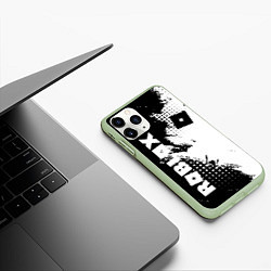 Чехол iPhone 11 Pro матовый Роблокс - черно-белая абстракция, цвет: 3D-салатовый — фото 2