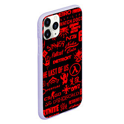 Чехол iPhone 11 Pro матовый Логотипы популярных игр pattern, цвет: 3D-светло-сиреневый — фото 2