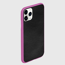 Чехол iPhone 11 Pro матовый Чёрная мятая кожа, цвет: 3D-фиолетовый — фото 2