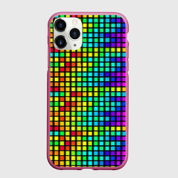 Чехол iPhone 11 Pro матовый Разноцветные квадраты на чёрном фоне