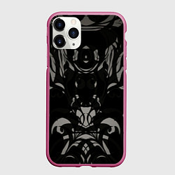 Чехол iPhone 11 Pro матовый Серый орнамент, цвет: 3D-малиновый