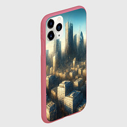 Чехол iPhone 11 Pro матовый Разрушенный апокалиптический город, цвет: 3D-малиновый — фото 2