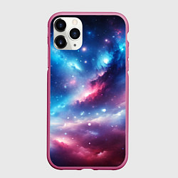Чехол iPhone 11 Pro матовый Розово-голубой космический пейзаж, цвет: 3D-малиновый