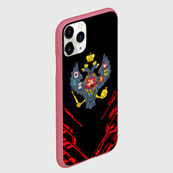 Чехол iPhone 11 Pro матовый Герб России спортивный стиль, цвет: 3D-малиновый — фото 2