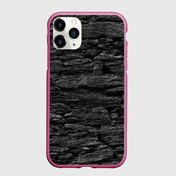 Чехол iPhone 11 Pro матовый Графитовый черный камень, цвет: 3D-малиновый