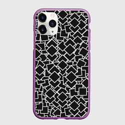 Чехол iPhone 11 Pro матовый Ромб черно - белый, цвет: 3D-фиолетовый