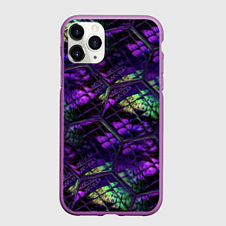 Чехол iPhone 11 Pro матовый Бабочки в фиолетовом креативном узоре