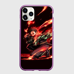Чехол iPhone 11 Pro матовый Тандзиро пламя