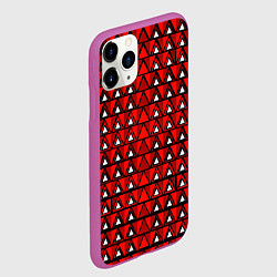 Чехол iPhone 11 Pro матовый Узор из треугольников с чёрной обводкой красный, цвет: 3D-фиолетовый — фото 2