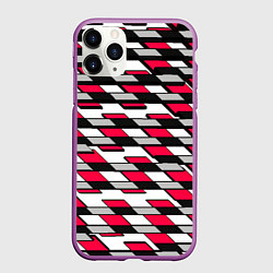 Чехол iPhone 11 Pro матовый Красные четырёхугольники на белом фоне