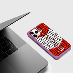 Чехол iPhone 11 Pro матовый Красно-белая техно броня, цвет: 3D-фиолетовый — фото 2