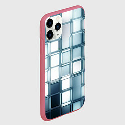 Чехол iPhone 11 Pro матовый Зеркальная мозаика голубое стекло, цвет: 3D-малиновый — фото 2