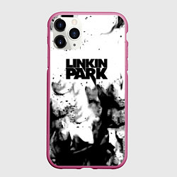 Чехол iPhone 11 Pro матовый Linkin park огненный дым рок, цвет: 3D-малиновый