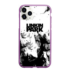 Чехол iPhone 11 Pro матовый Linkin park огненный дым рок, цвет: 3D-фиолетовый