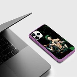 Чехол iPhone 11 Pro матовый Ван Пис - Зоро нейросеть, цвет: 3D-фиолетовый — фото 2
