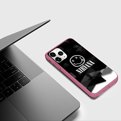 Чехол iPhone 11 Pro матовый Nirvana текстура рок, цвет: 3D-малиновый — фото 2