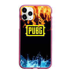 Чехол iPhone 11 Pro матовый PUBG online битва огня и льда, цвет: 3D-малиновый