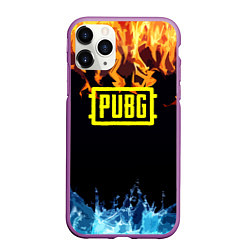 Чехол iPhone 11 Pro матовый PUBG online битва огня и льда, цвет: 3D-фиолетовый