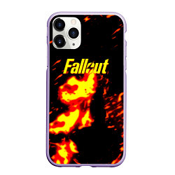 Чехол iPhone 11 Pro матовый Fallout огнненое лого, цвет: 3D-светло-сиреневый