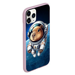Чехол iPhone 11 Pro матовый Кроха капибара в космическом скафандре, цвет: 3D-розовый — фото 2