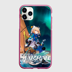 Чехол iPhone 11 Pro матовый Рысь из Хонкая, цвет: 3D-малиновый