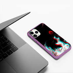 Чехол iPhone 11 Pro матовый Warframe огонь глитч, цвет: 3D-фиолетовый — фото 2