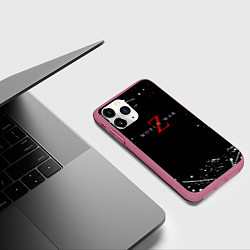 Чехол iPhone 11 Pro матовый World war z краски, цвет: 3D-малиновый — фото 2