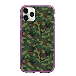 Чехол iPhone 11 Pro матовый Камуфляж Woodland классический, цвет: 3D-фиолетовый