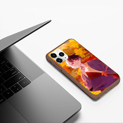 Чехол iPhone 11 Pro матовый Гэн Асагири на фоне листвы из Доктора Стоуна, цвет: 3D-коричневый — фото 2