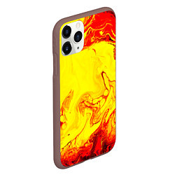 Чехол iPhone 11 Pro матовый Красные и желтые разводы, цвет: 3D-коричневый — фото 2