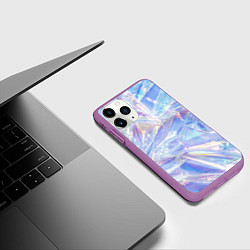 Чехол iPhone 11 Pro матовый Эффект голографии с пластиковой лентой, цвет: 3D-фиолетовый — фото 2