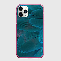 Чехол iPhone 11 Pro матовый Зеленые перья птицы