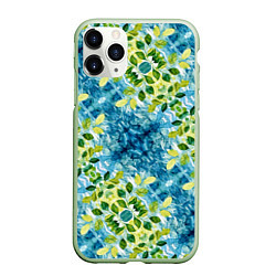Чехол iPhone 11 Pro матовый Сине-зеленое акварельное настроение
