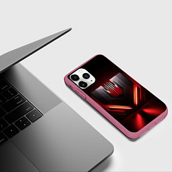 Чехол iPhone 11 Pro матовый Красная и черная кибернетика, цвет: 3D-малиновый — фото 2