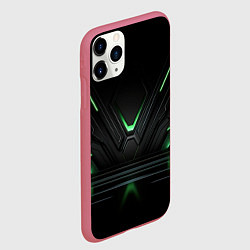 Чехол iPhone 11 Pro матовый Футуристическая абстракция с зеленым неоновым свет, цвет: 3D-малиновый — фото 2