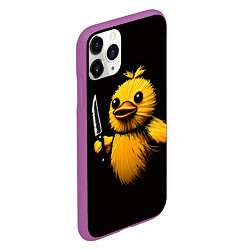 Чехол iPhone 11 Pro матовый Утка с ножом мем, цвет: 3D-фиолетовый — фото 2